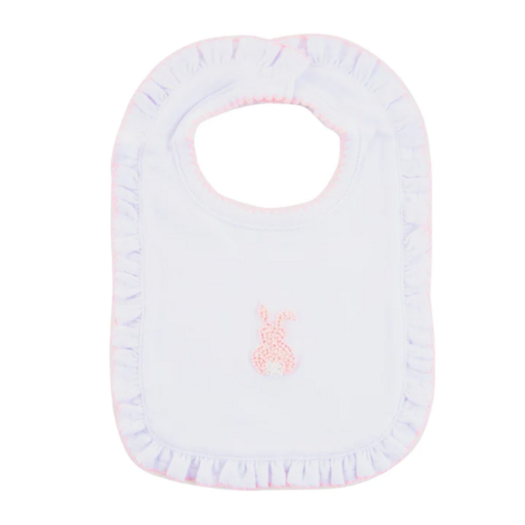 Baby Bib - French Knot - Pink Bunny