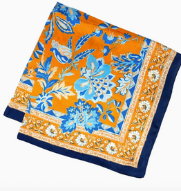 Scarf - Floral - Navy/Orange