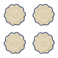 Placemats - Scalloped Edge - Seagrass - Blue Edge - S/4