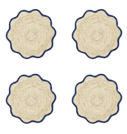 Placemats - Scalloped Edge - Seagrass - Blue Edge - S/4
