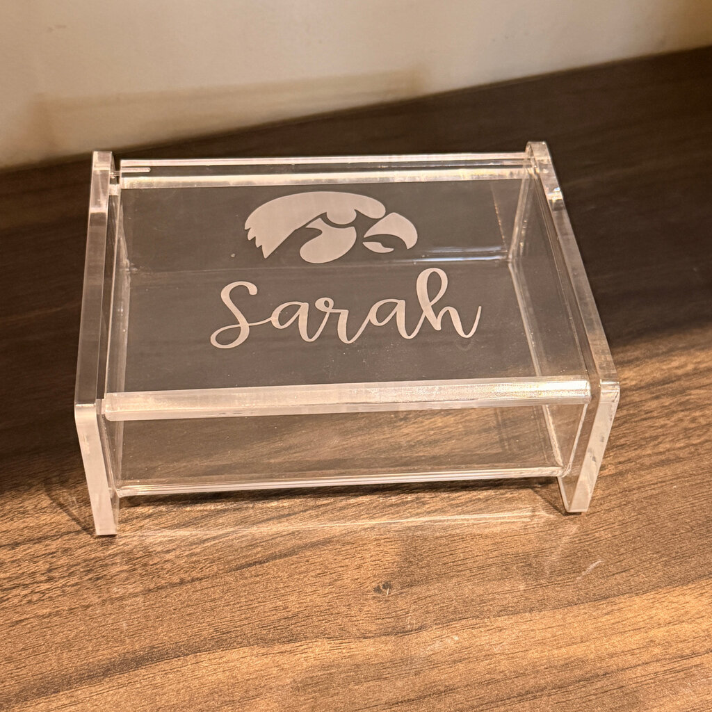 Personalized Box - Acrylic - Catchall - Small - Hinged Top - 3.8x5x2"