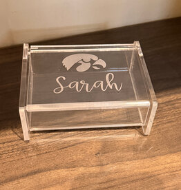Personalized Box - Acrylic - Catchall - Small - Hinged Top - 3.8x5x2"
