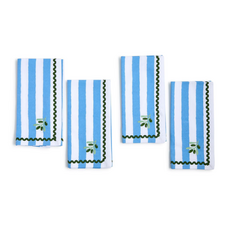 Dinner Napkin - Cloth - Embroidered Olive - Blue/White - S/4