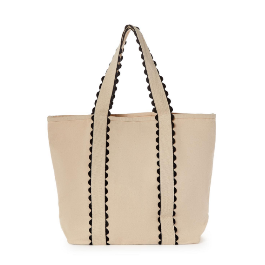 Tote - Natural Canvas/Black Ric Rac Trim