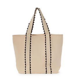 Tote - Natural Canvas/Black Ric Rac Trim