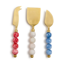 Cheese Set - Pearled - Red/White/Blue - S/3