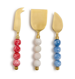 Cheese Set - Pearled - Red/White/Blue - S/3
