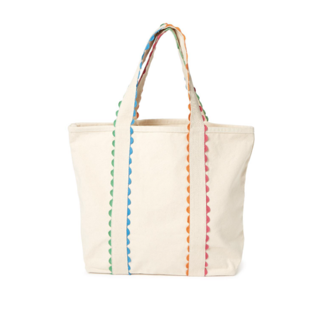Tote - Natural Canvas/Rainbow Ric Rac Trim