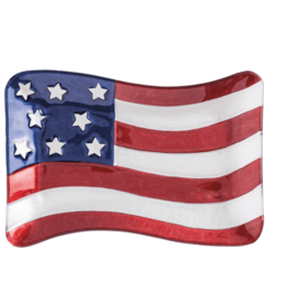 Plate - American Flag - Glass - Hand Painted - 8x12"