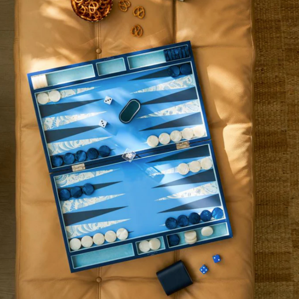 Backgammon Set - Lacquer - Palm Beach - Blue