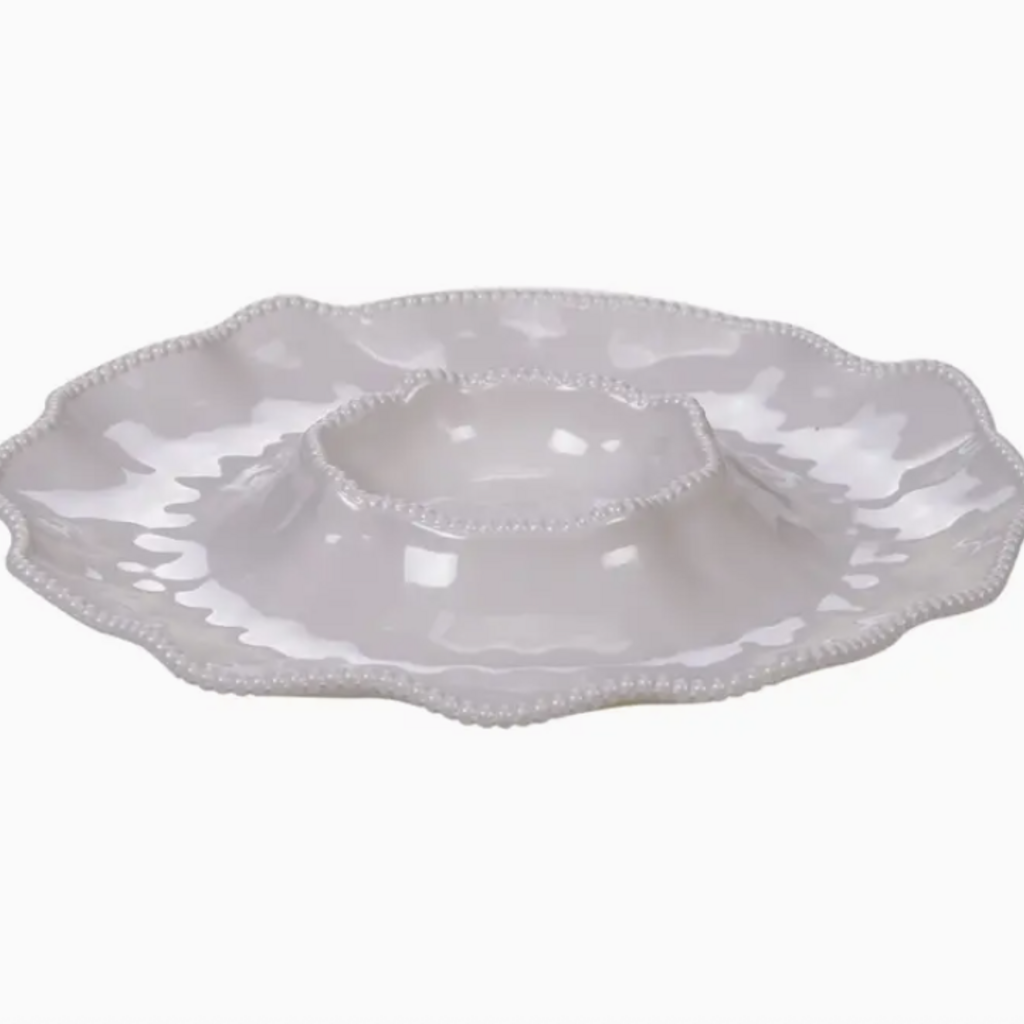 Serveware - Chip and Dip -  Perlette White - Melamine - 14.5"
