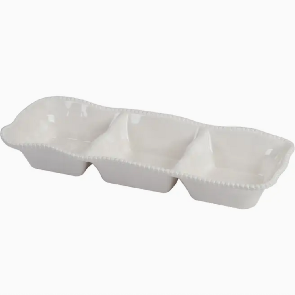 Serveware - 3 Section Server - Perlette White - Melamine - 14.5x5.75"