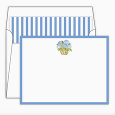Notecards - Hydrangea Basket with Blue Border - S/8