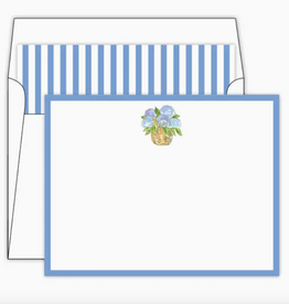 Notecards - Hydrangea Basket with Blue Border - S/8