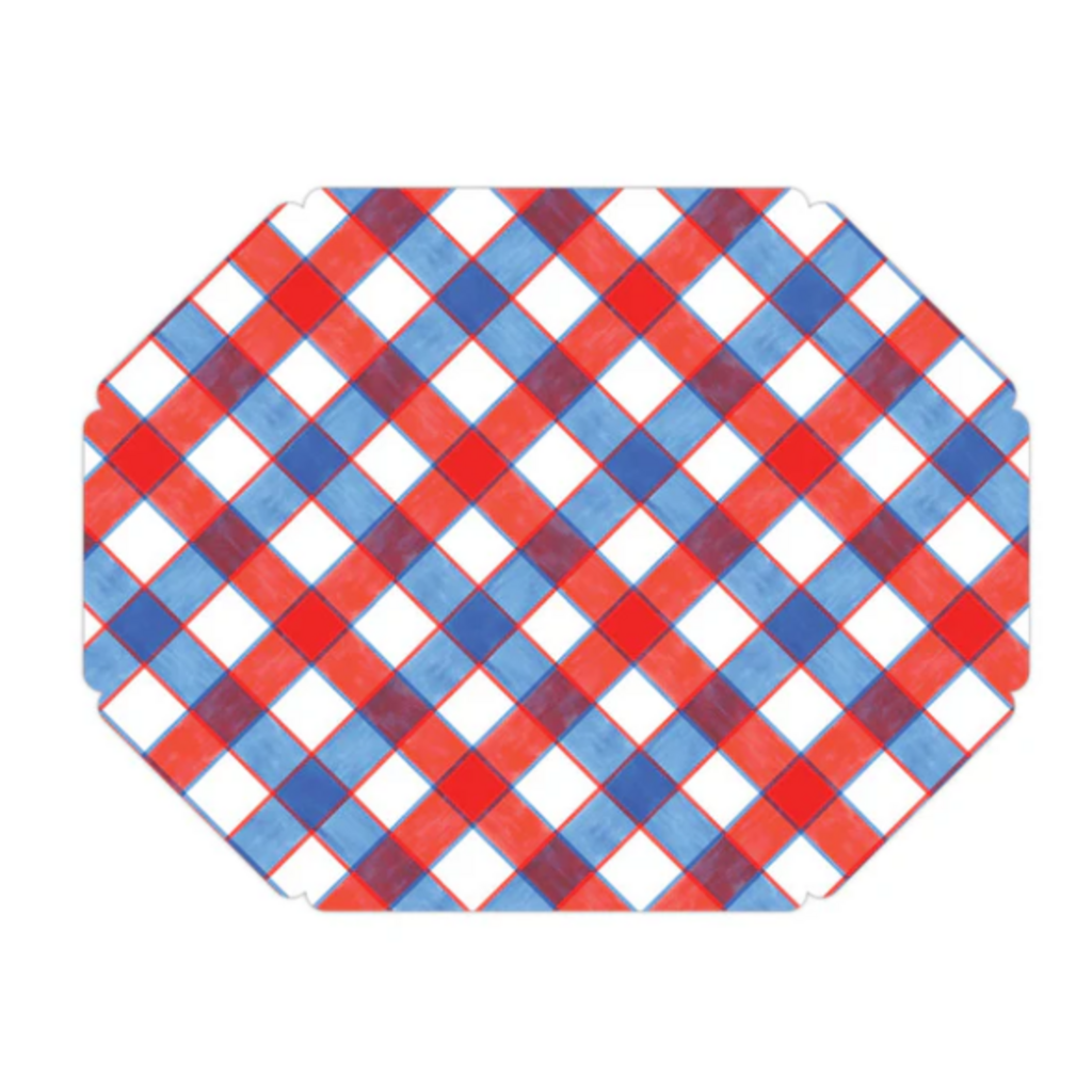 Paper Placemats - Red White Blue Buffalo Check - S/10