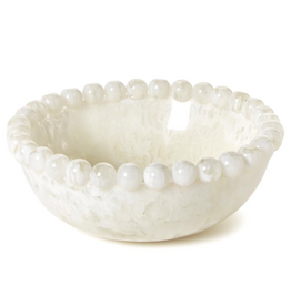 Bowl - Modern Pop White - Beaded Rim - 3"H x 7.5" Dia