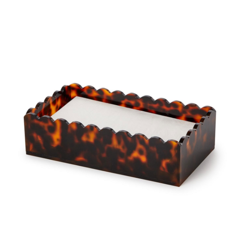 Guest Towel Holder - Tortoise - Scalloped Edge