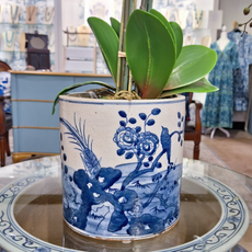 Cachepot - Round - Blue/White - 7.75x7.75H