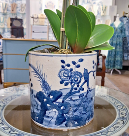 Cachepot - Round - Blue/White - 7.75x7.75H