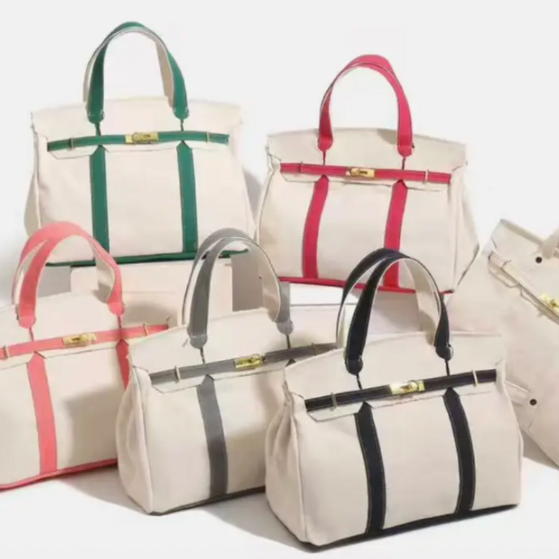 Bag - Canvas w/Trim - Gold Buckle -