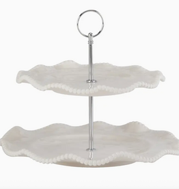 Plate Stand - 2 Tier - Perlette Cream - Melamine
