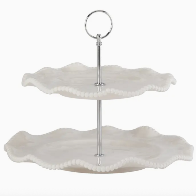 Plate Stand - 2 Tier - Perlette Cream - Melamine