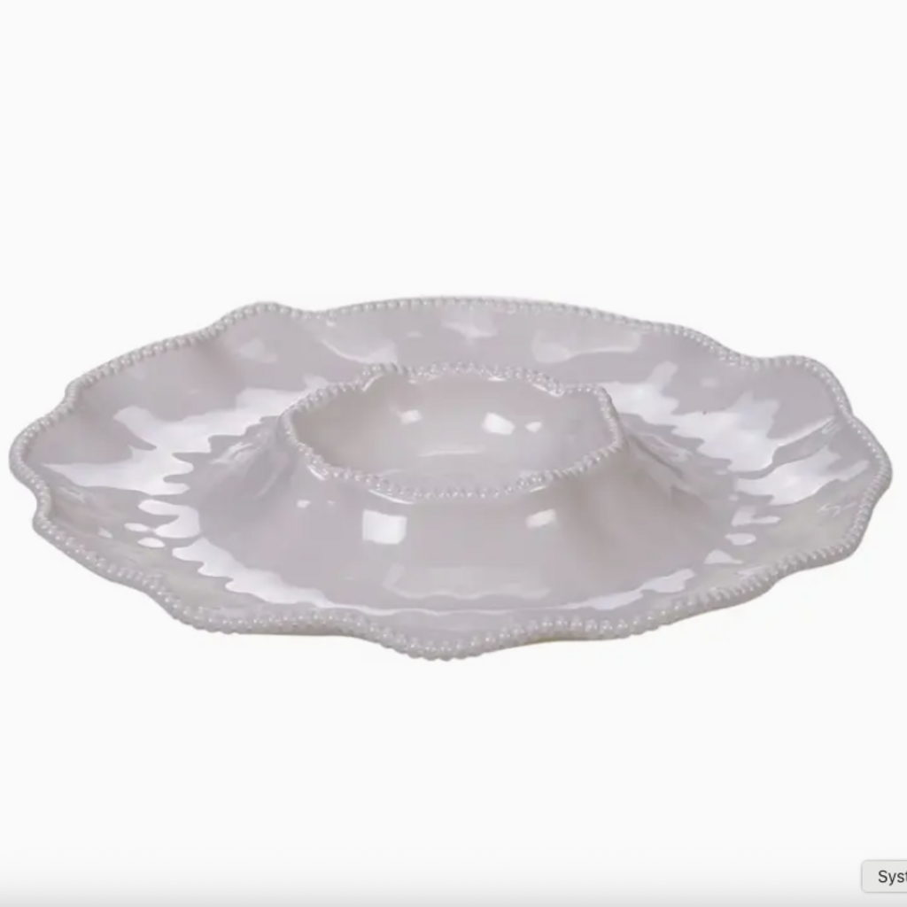 Serveware - Chip and Dip -  Perlette White - Melamine - 14.5"