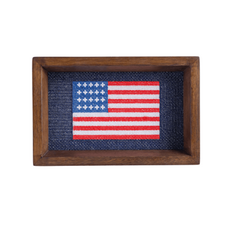 Tray - Flag - Needlepoint - Mango Wood - 5.5" x 8.5"