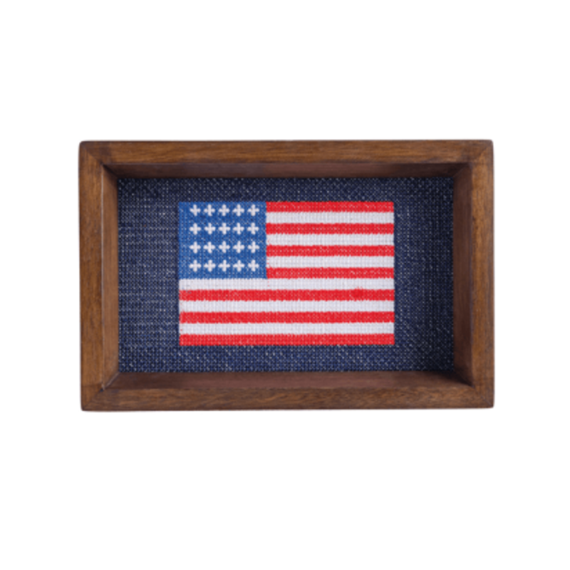 Tray - Flag - Needlepoint - Mango Wood - 5.5" x 8.5"