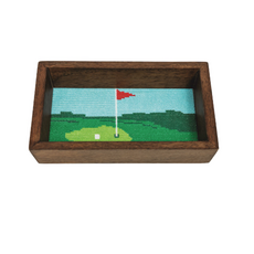 Tray - Golf - Needlepoint - Mango Wood - 5.5" x 8.5"