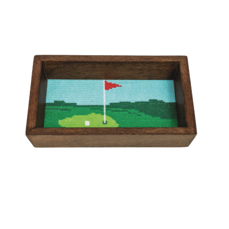 Tray - Golf - Needlepoint - Mango Wood - 5.5" x 8.5"