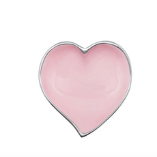 Trinket Dish - Heart  -  Pink/Silver- 4x4x.6"