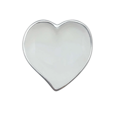 Trinket Dish - Heart -  White/Silver - 4x4x.6"
