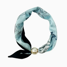 Collar Scarf - Floral -  Turquoise