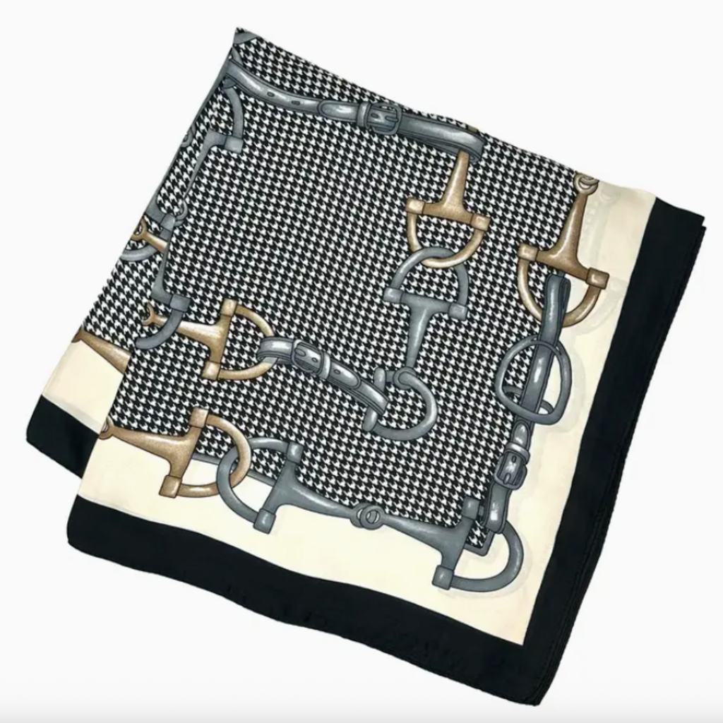 Scarf - Equestrian - 27" Square - Grey/Cream/Black