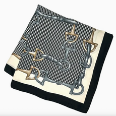 Scarf - Equestrian - 27" Square - Grey/Cream/Black