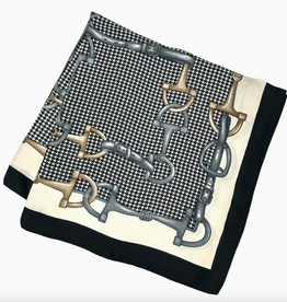 Scarf - Equestrian - 27" Square - Grey/Cream/Black