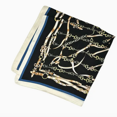 Scarf - Equestrian - 27" Square - Blue/Cream/Black