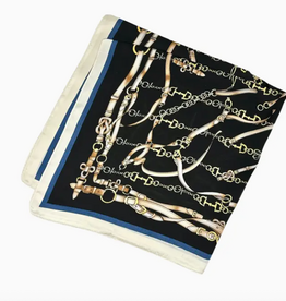 Scarf - Equestrian - 27" Square - Blue/Cream/Black