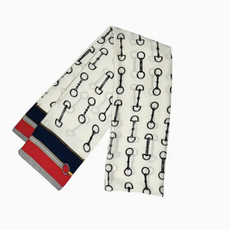 Scarf - Equestrian - Long - Cream/Red/Blue
