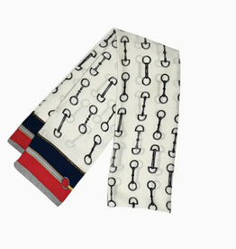 Scarf - Equestrian - Long - Cream/Red/Blue