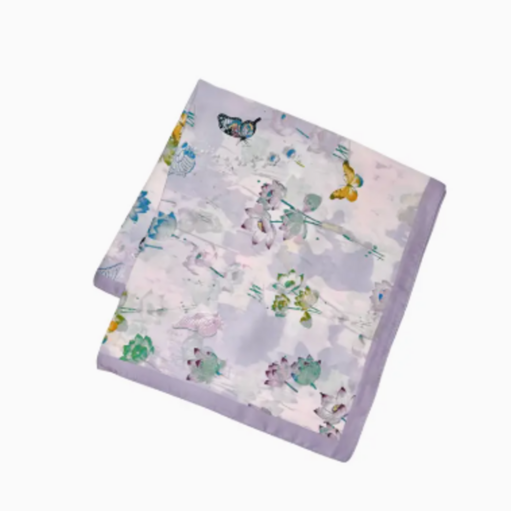 Scarf - Equestrian - 27" Square - Floral - Butterfly - Purple