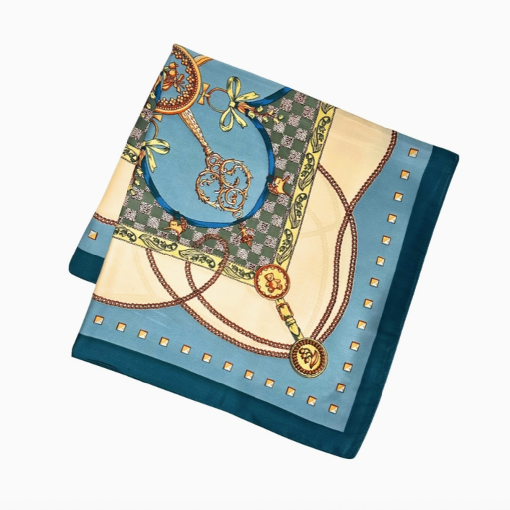 Scarf - Square - Key -  Blue