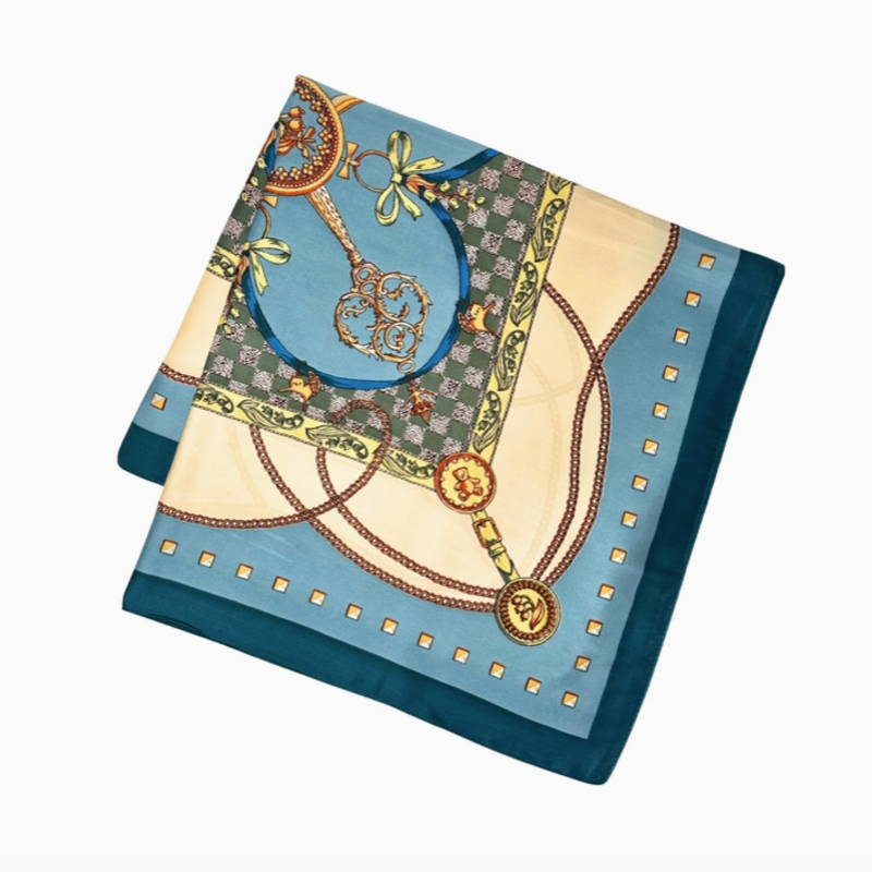 Scarf - Square - Key -  Blue