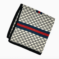 Scarf - Stripe - 27x27" -  Navy/Red
