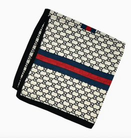 Scarf - Stripe - 27x27" -  Navy/Red