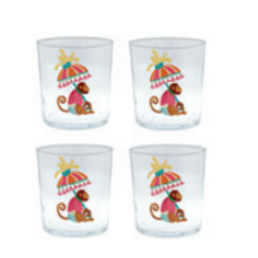 Drinkware - Double Old Fashion - Monkeys and Parasols - S/4
