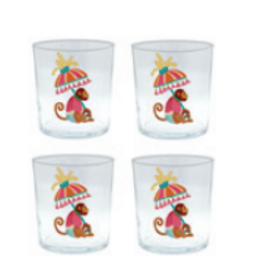 Drinkware - Double Old Fashion - Monkeys and Parasols - S/4