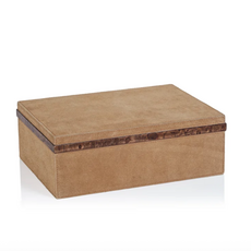 Box - Cortina Suede - Burl Wood Trim - 11.5x8.75x4.25"