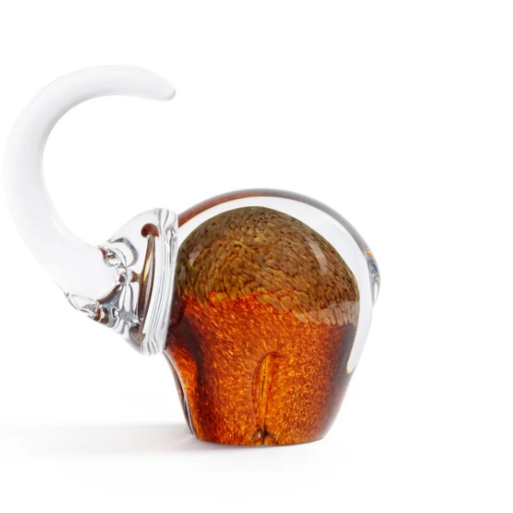 Decor - Great Elephant - Golden Amber Glass - 6.75x4x7.5"